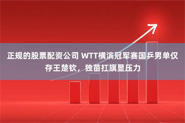 正规的股票配资公司 WTT横滨冠军赛国乒男单仅存王楚钦，独苗扛旗显压力